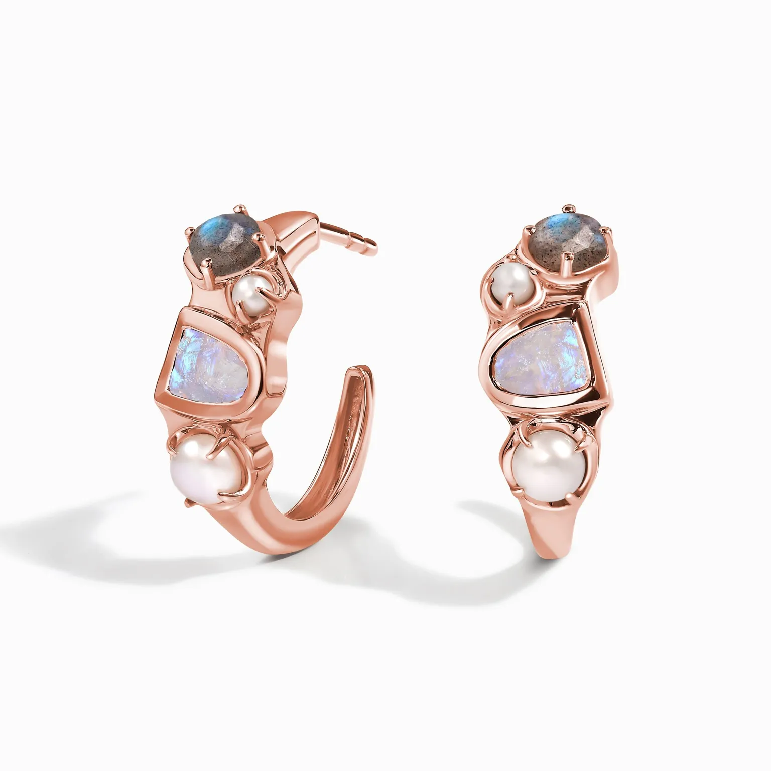 Moonstone Pearl Hoops - Heirloom