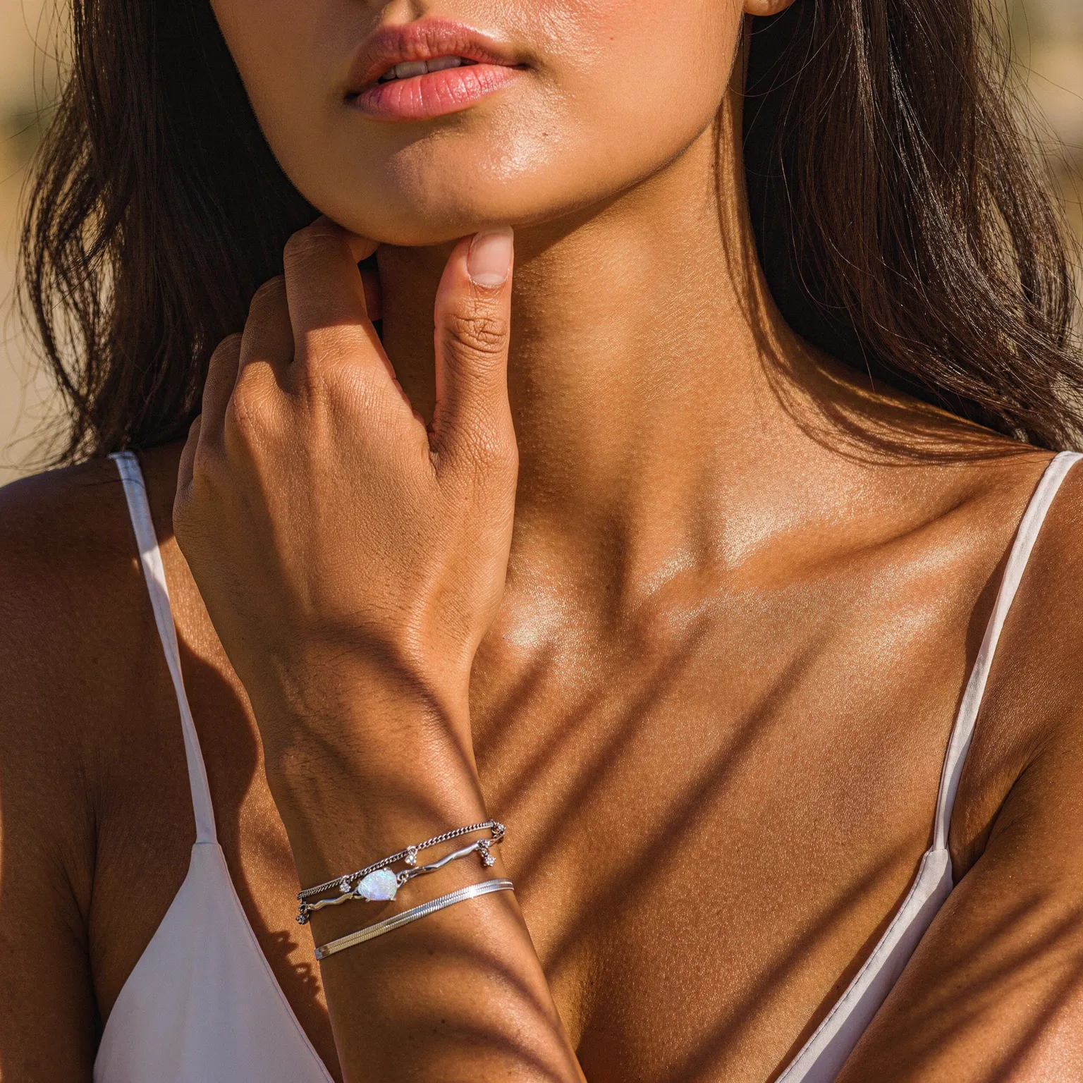 Moonstone Flow & Herringbone Bracelets