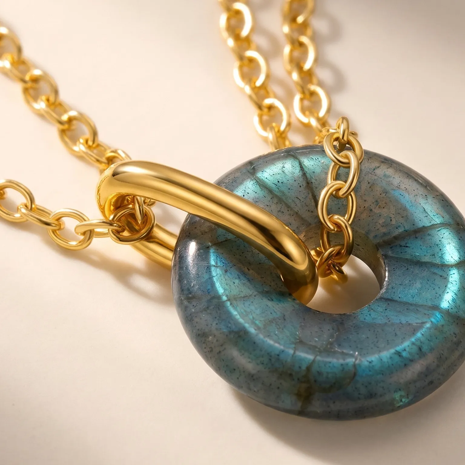 Labradorite Necklace & Hoops - Ora