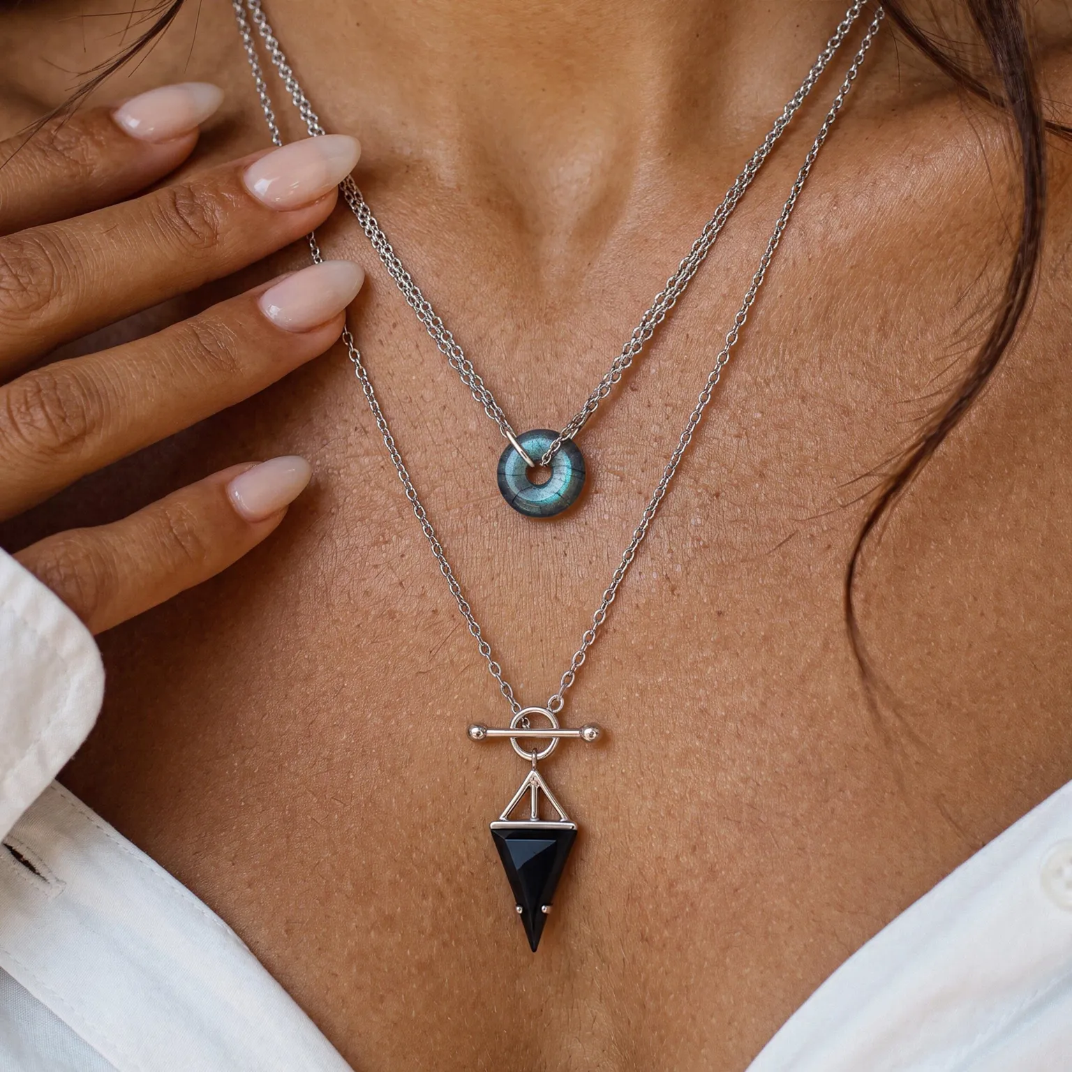 Labradorite Ora & Black Obsidian Heroine Necklaces