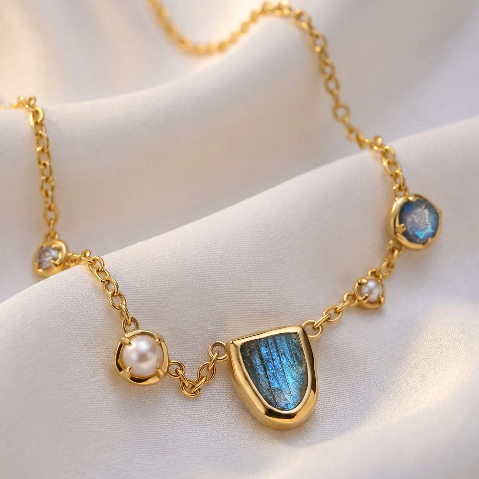 Labradorite Pearl Necklace - Heirloom