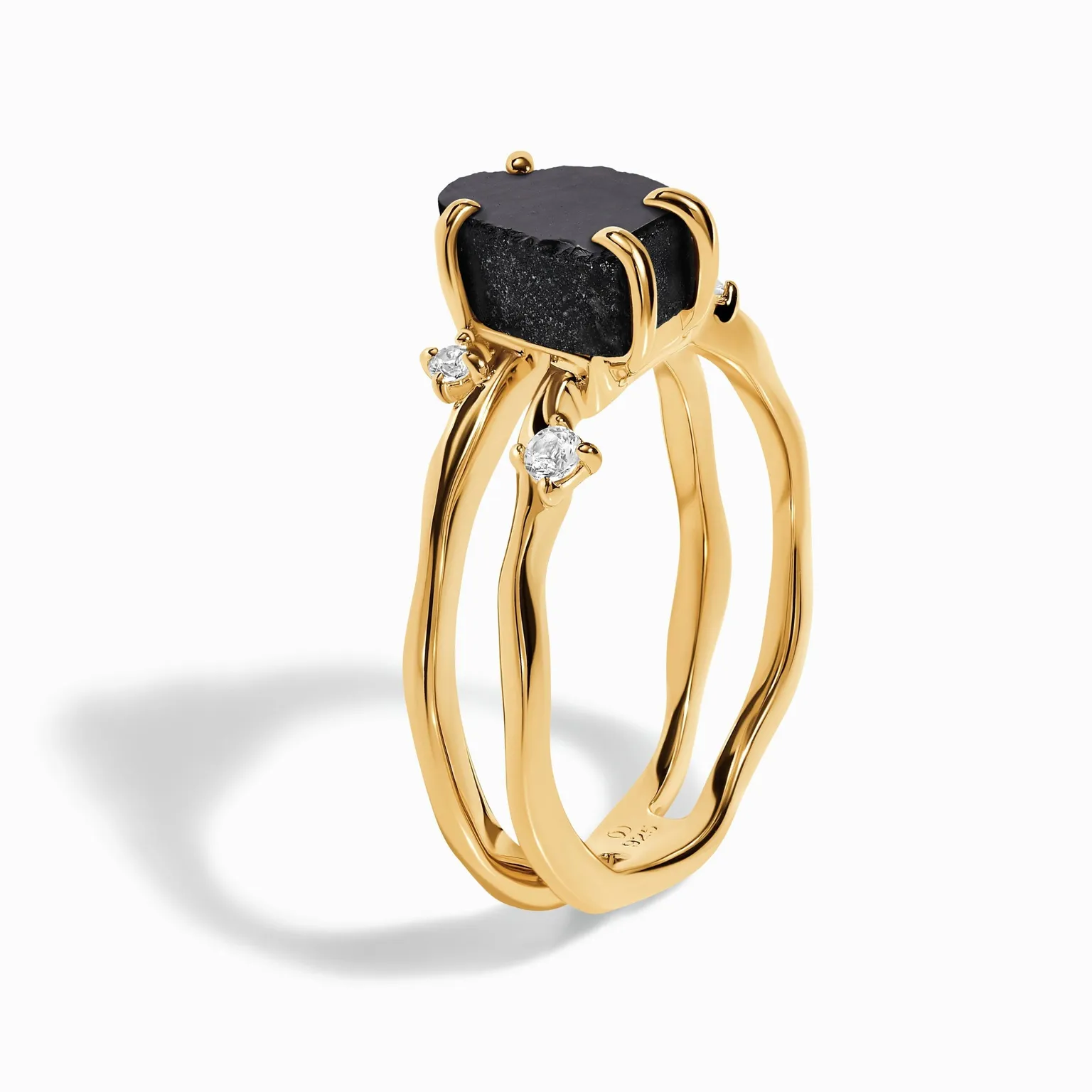 Black Obsidian Flow & Stardust Rings