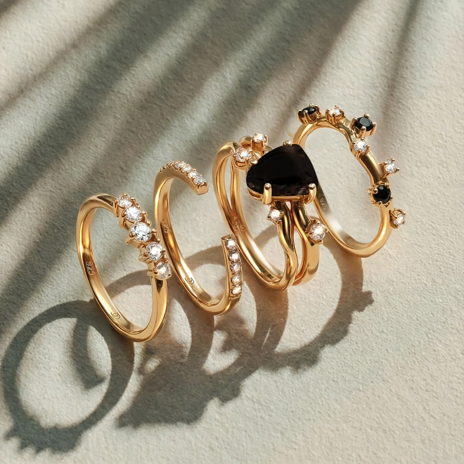 Black Obsidian Flow & Stardust Rings