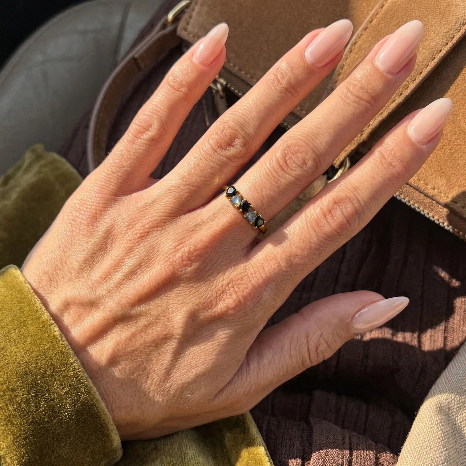 Black Obsidian Labradorite Ring - Crush