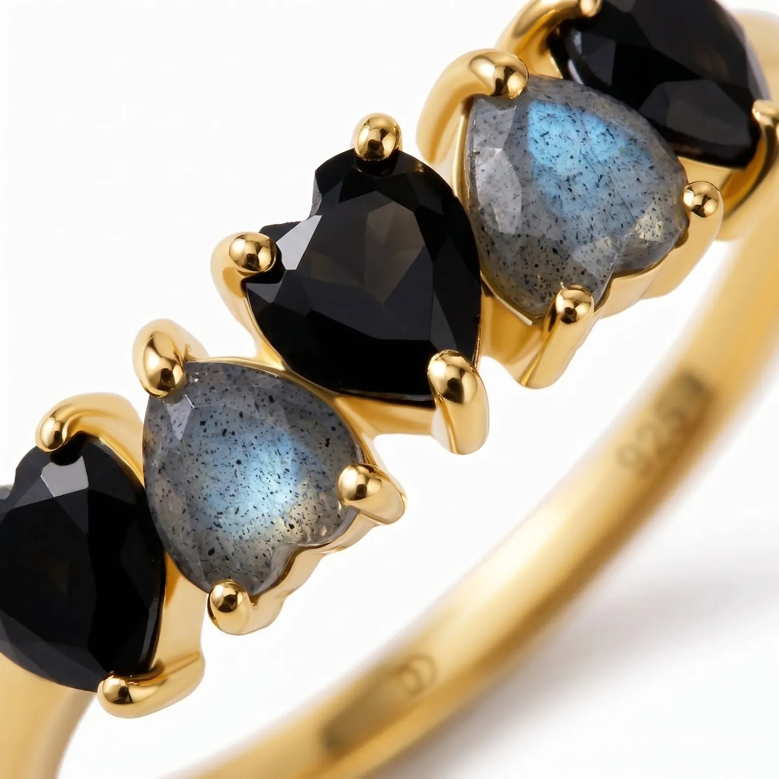 Black Obsidian Labradorite Ring - Crush